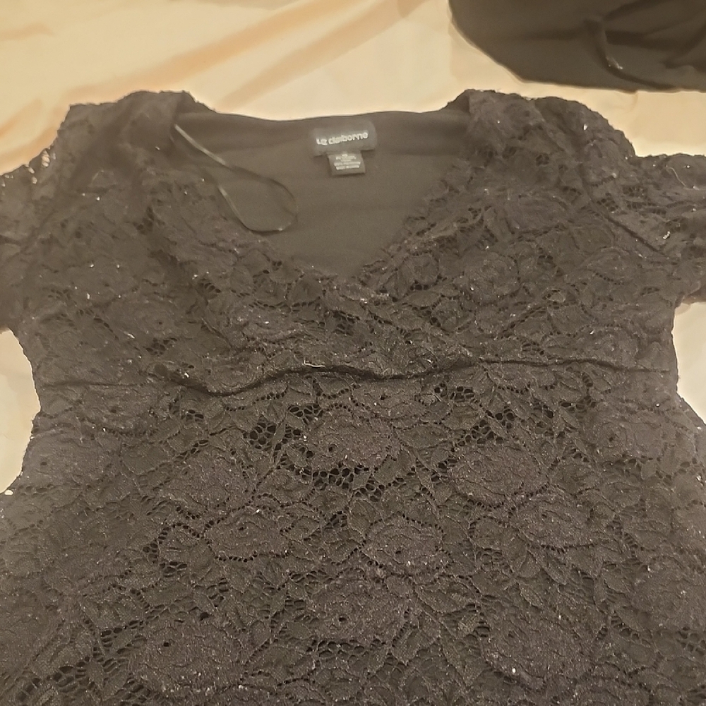 Liz Claiborne Black Floral Lace Blouse